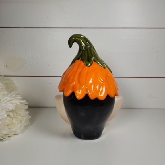 Vintage 1960s Pixie Elf Head Ceramic Cookie Jar w/ Orange Leaf Hat- MCM, Retro - Picture 3 of 9